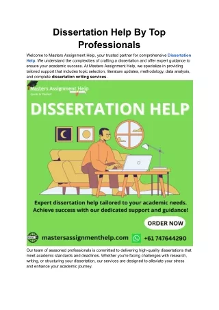 Dissertation Help By Top Professionals