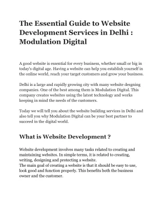 The  Guide to Website Development Services in Delhi : Modulation Digital