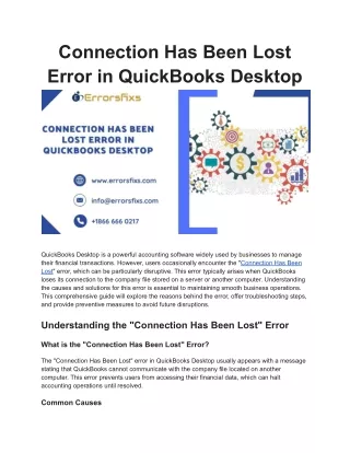 Connection Has Been Lost Error in QuickBooks Desktop