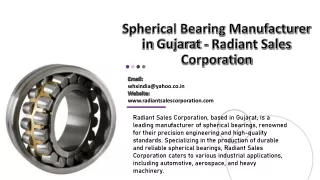 Spherical Bearing Manufacturer in Gujarat - Radiant Sales Corporation