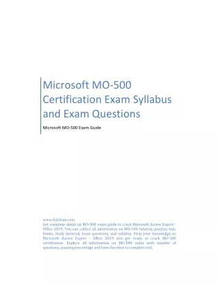 Microsoft MO-500 Certification Exam Syllabus and Exam Questions