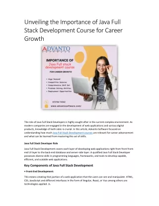 Unveiling the Importance of Java Full Stack Development Course for Career Growth