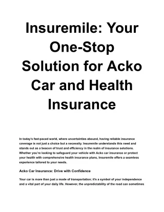 Insuremile_ Your One-Stop Solution for Acko Car and Health Insurance