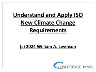 Understand and Apply ISO Standards New Climate Change Requirements