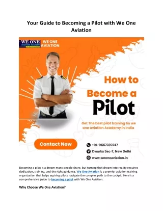 Your Guide to Becoming a Pilot with We One Aviation