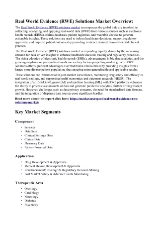 Real World Evidence (RWE) Solutions Market: Role in Enhancing Drug Safety and
