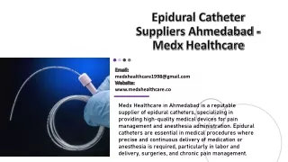 Epidural Catheter Suppliers Ahmedabad - Medx Healthcare