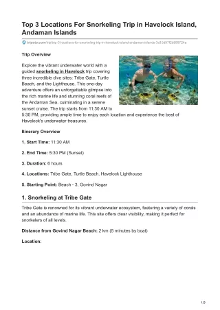 Book Top 3 Locations Snorkeling Trip in Havelock, Andaman Islands