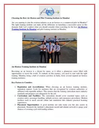 Top Air Hostess & Pilot Training Institute in Mumbai | Best Aviation Courses