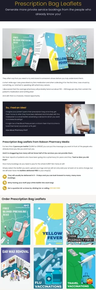 Custom Prescription Bag Leaflets - Robson Pharmacy Media