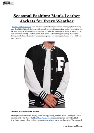 Seasonal Fashion_ Men's Leather Jackets for Every Weather