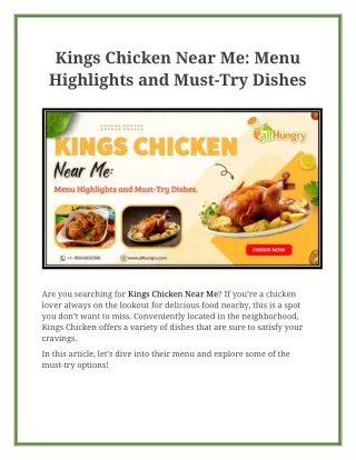 Kings Chicken Near Me Menu Highlights and Must-Try Dishes