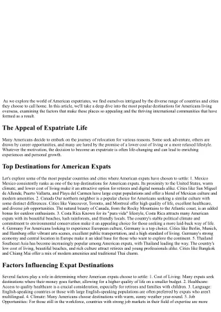Where do most Americans expats live?