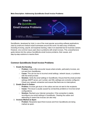 Addressing QuickBooks Email Invoice Problems