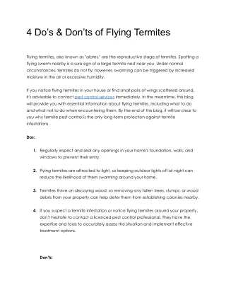 4 Do’s & Don’ts of Flying Termites