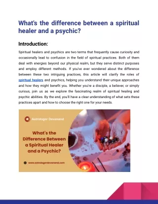 What's the difference between a spiritual healer and a psychic_Astrologer Devanand