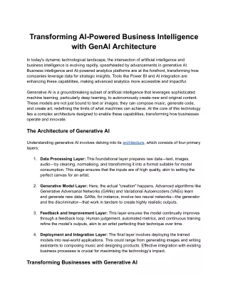 Transforming AI-Powered Business Intelligence with GenAI Architecture