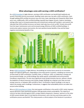 What advantages come with earning a LEED certification