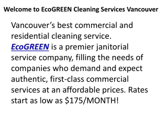 GRAB 5 STAR VANCOUVER CLEANING SERVICES | EcoGREEN