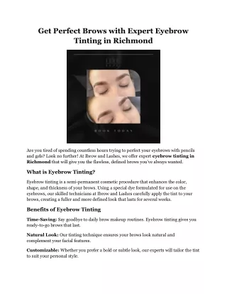 Get Perfect Brows with Expert Eyebrow Tinting in Richmond