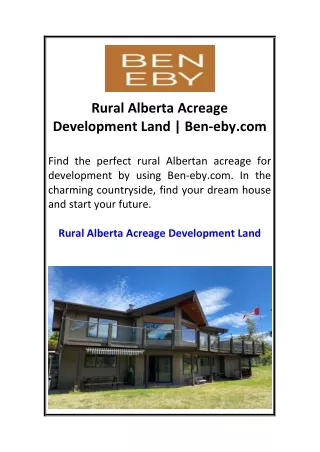 Rural Alberta Acreage Development Land  Ben-eby.com