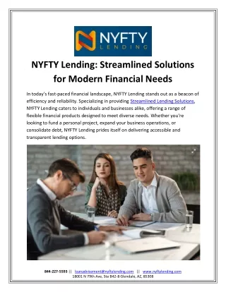 NYFTY Lending Streamlined Solutions for Modern Financial Needs