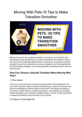 Moving With Pets_10 Tips to Make Transition Smoother