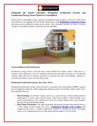 Ground Heat: Enhancing Commercial Heating Services