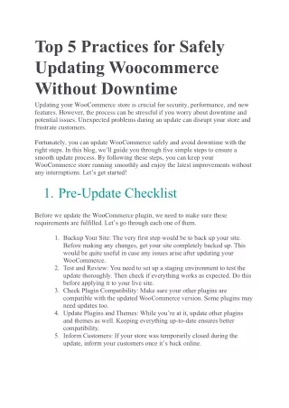 Top 5 Practices for Safely Updating Woocommerce Without Downtime