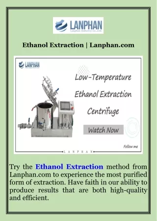 Ethanol Extraction  Lanphan.com