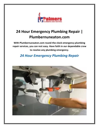 24 Hour Emergency Plumbing Repair | Plumbernuneaton.com