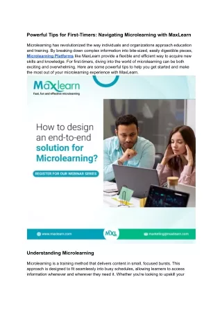 Powerful Tips for First-Timers_ Navigating Microlearning with MaxLearn