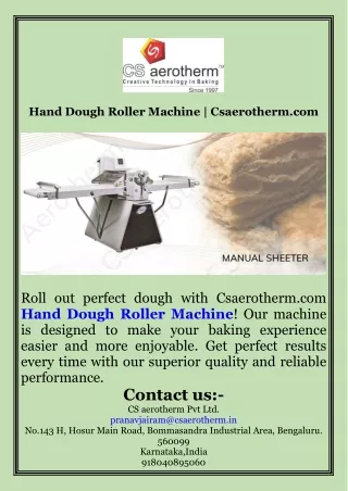 Hand Dough Roller Machine  Csaerotherm.com