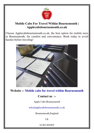 Mobile Cabs For Travel Within Bournemouth   Applecabsbournemouth.co.uk