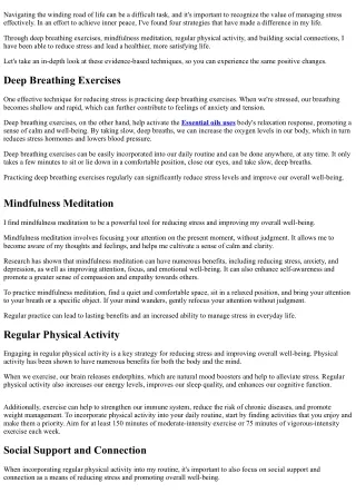 4 Best Strategies for Healthy Stress Reduction