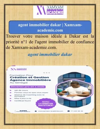 agent immobilier dakar  Xamxam-academie.com