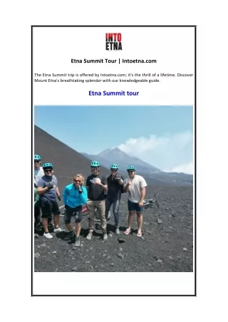 Etna Summit Tour  Intoetna.com