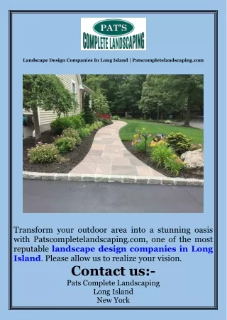 Landscape Design Companies In Long Island  Patscompletelandscaping.com