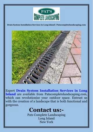Drain System Installation Services In Long Island  Patscompletelandscaping.com