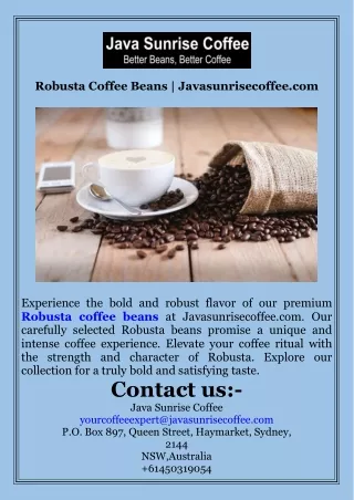 Robusta Coffee Beans  Javasunrisecoffee.com