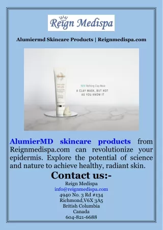 Alumiermd Skincare Products  Reignmedispa.com