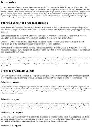 Comment choisir le bon type de présentoir en bois pour mettre en valeur vos prod