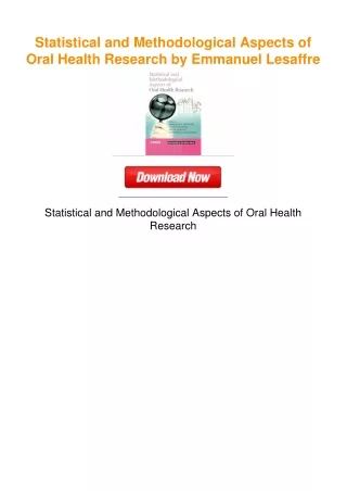 Statistical and Methodological Aspects of Oral Health Research by