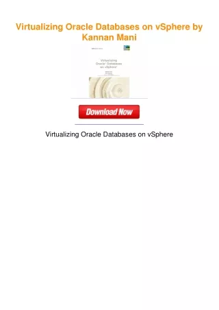 Virtualizing Oracle Databases on vSphere by Kannan Mani