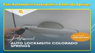 Fast Automotive Locksmith in Colorado Springs