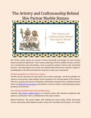 The Artistry and Craftsmanship Behind Shiv Parivar Marble Statues