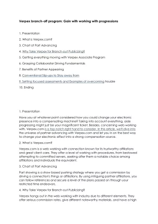 Verpex branch-off program: Gain with working with progressions