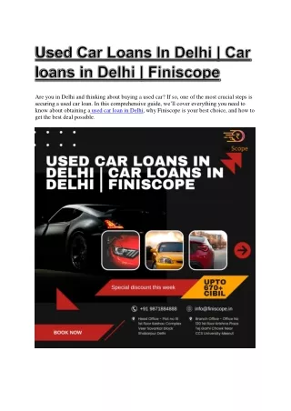 Used Car Loans In Delhi | Car loans in Delhi | Finiscope