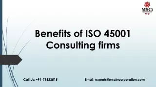 Benefits of ISO 45001 Consulting firms