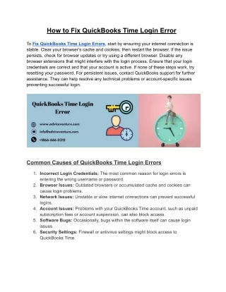 How to Fix QuickBooks Time Login Error